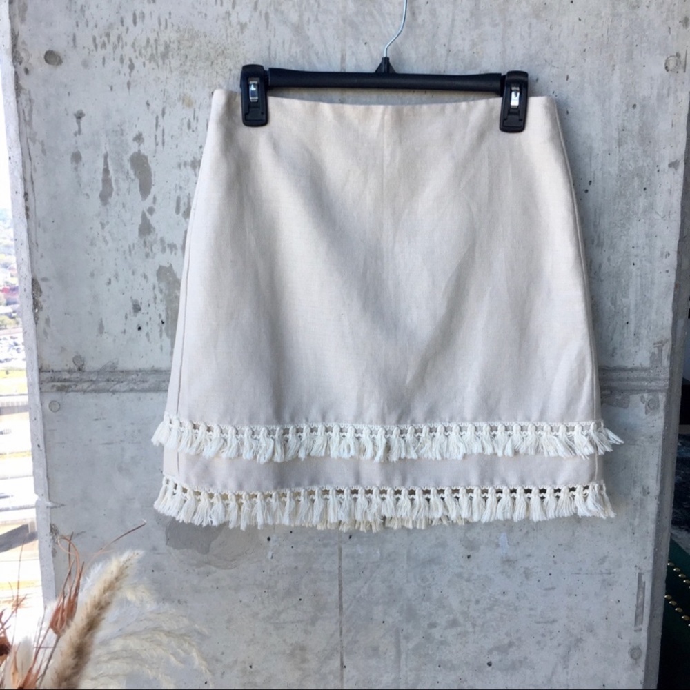 Loft Linen Blend Fringe Skirt 4